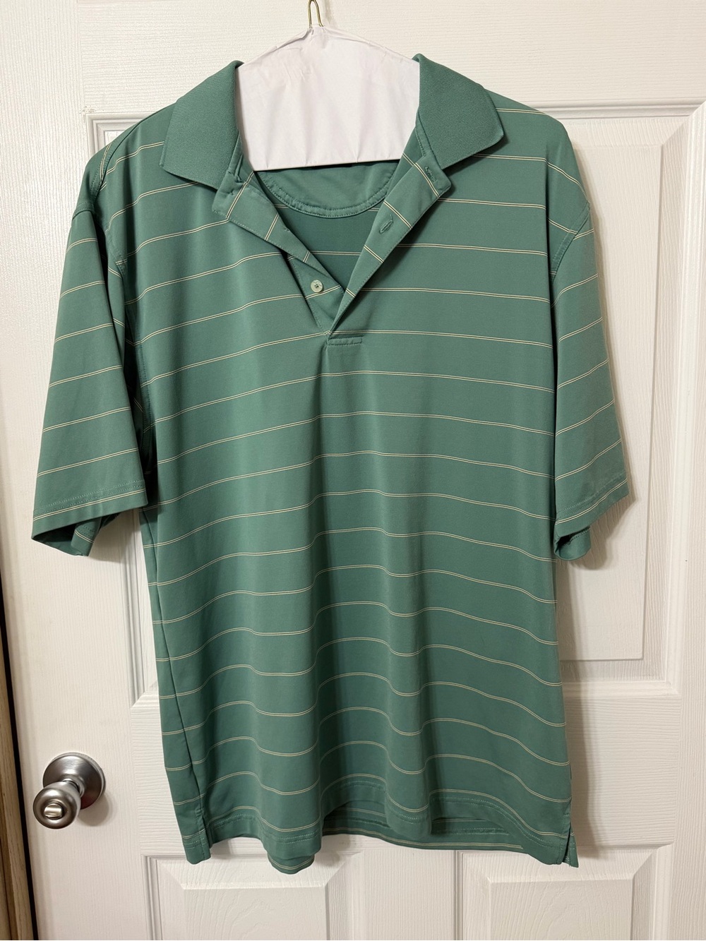 Oxford Golf Super Dry Coolmax Men's Green Striped Short-Sleeve Polo